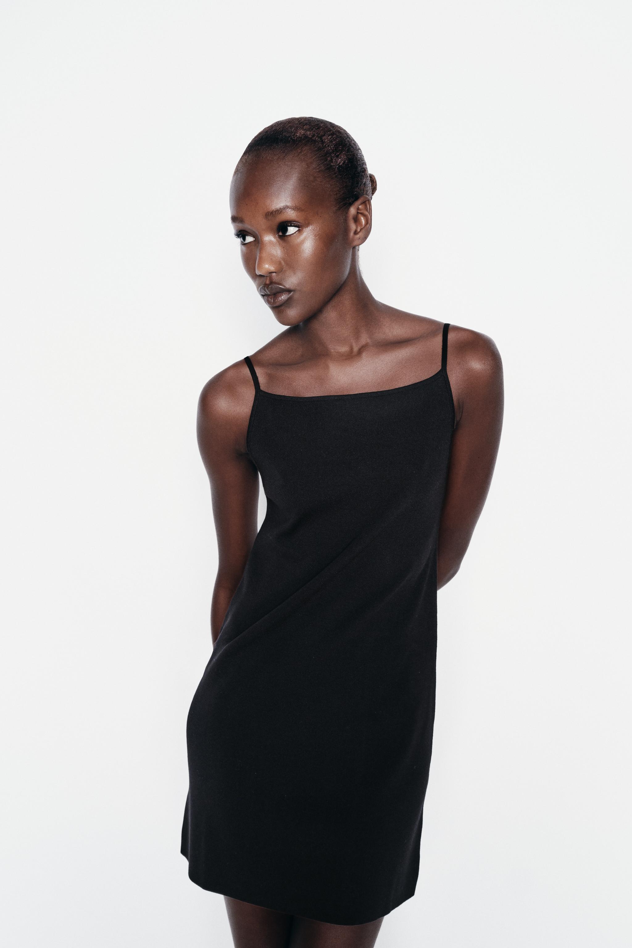 Black mini dress zara hotsell