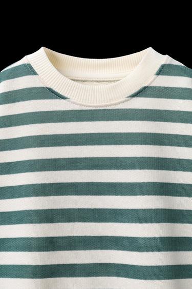 GESTREIFTES SWEATSHIRT - Hellgrün von Zara