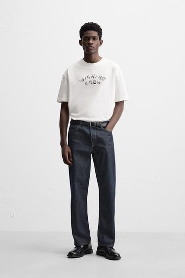 Zara KIRJAGA T-SÄRK - Valge - Pilt 0