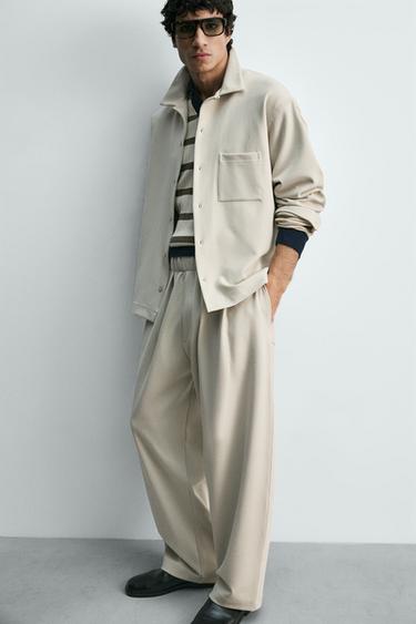 PLEATED INTERLOCK TROUSERS - stone by Zara - Image 4