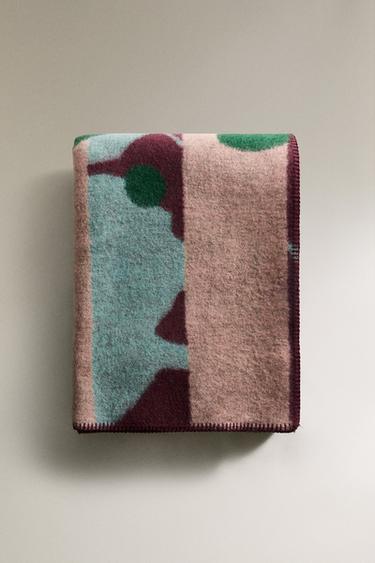 STRIPED BRANCH WOOL BLEND THROW X COLLAGERIE - Green by Zara - Image 5