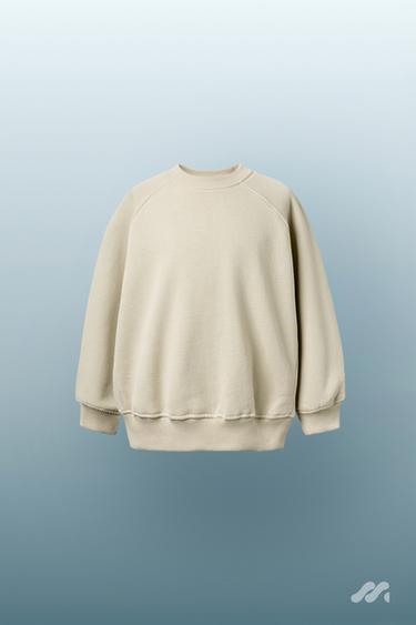 Zara FLOCKED LOGO SWEATSHIRT - Greenish