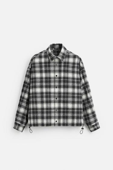 RELAXED FIT CHECK SHIRT - Black / White by Zara