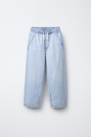 LOOSE-FITTING JEANS WITH ELASTIC - Light blue by Zara