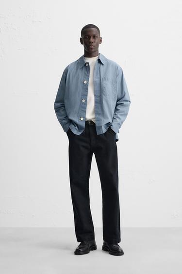 WAXED-EFFECT OVERSHIRT - Mid-blue by Zara - Image 0