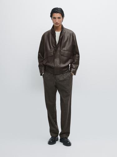Zara Nappa leather jacket with pockets - Brown - Image 0