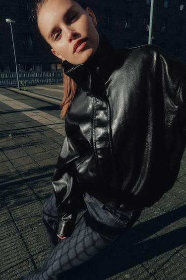 VESTE MATIÈRE SYNTHÈTIQUE VOLUME - Noir de Zara - Image 3