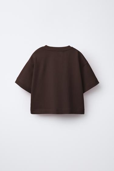 Zara PLAIN HEAVY WEIGHT T-SHIRT - Brown
