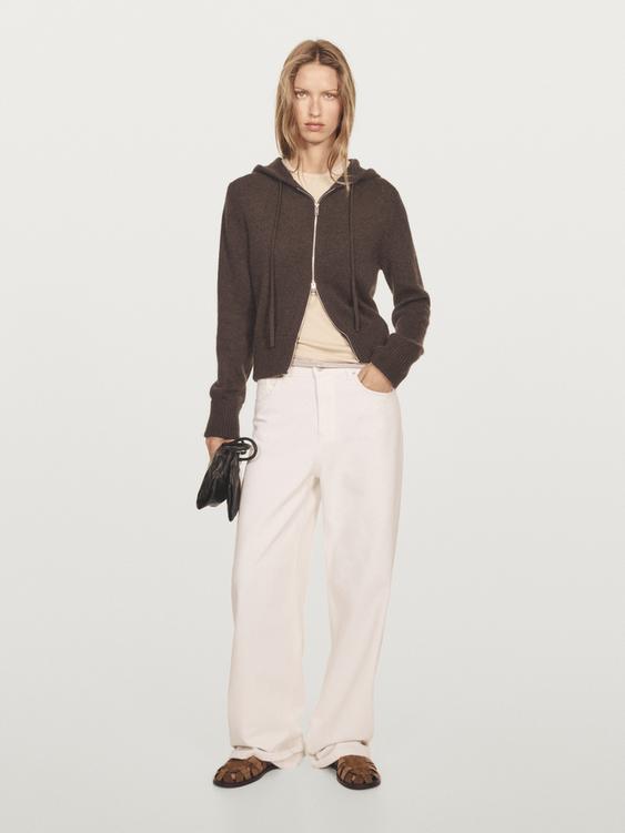 Cashmere cardigan with hood detail