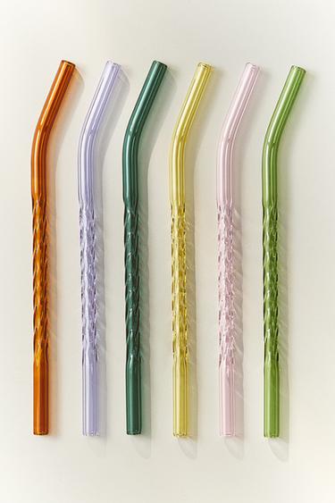 PACK OF COLOURED BOROSILICATE STRAWS (PACK OF 6) - Greens by Zara
