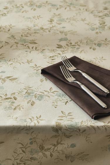 Zara PLANT PRINT TABLECLOTH - 藍色