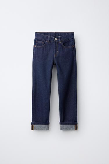 SOFT TOUCH TURN-UP STRAIGHT JEANS - Blue / Indigo by Zara