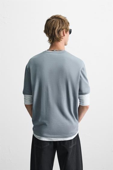 T-SHIRT MAILLES BASIQUE - Gris / Bleu de Zara - Image 2