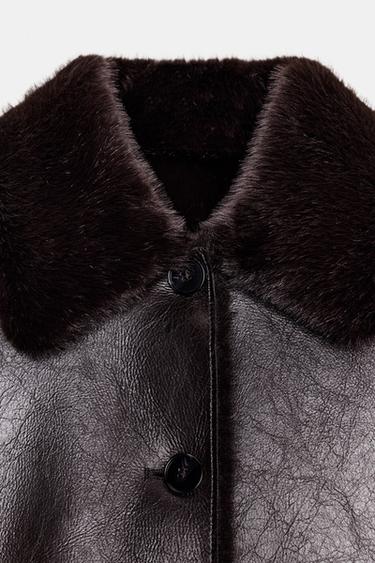 VESTE RÉVERSIBLE DOUBLE FACE EFFET MATIÈRE SYNTHÉTIQUE - Marron de Zara - Image 11
