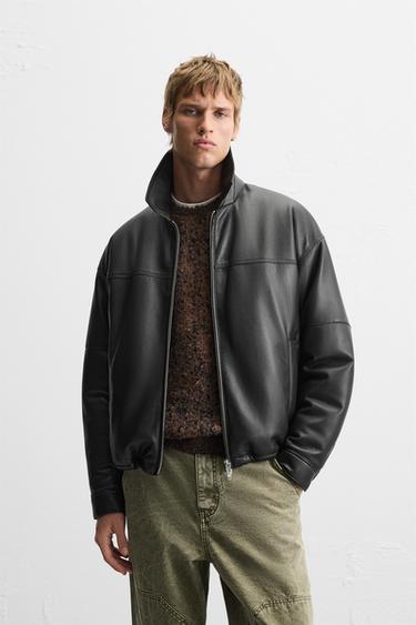 ZARA SRPLS M1 LTHR 08 レザー MA1 ボンバージャケット（100%スエード 