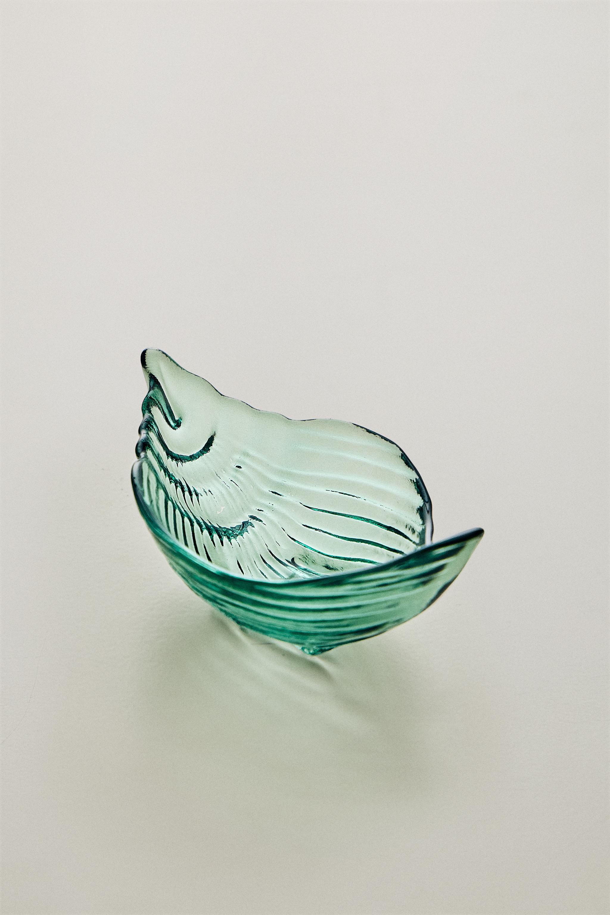 SHELL GLASS BOWL — Blue / Green