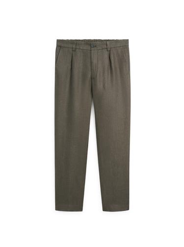 Zara Linen trousers with herringbone detail - Green