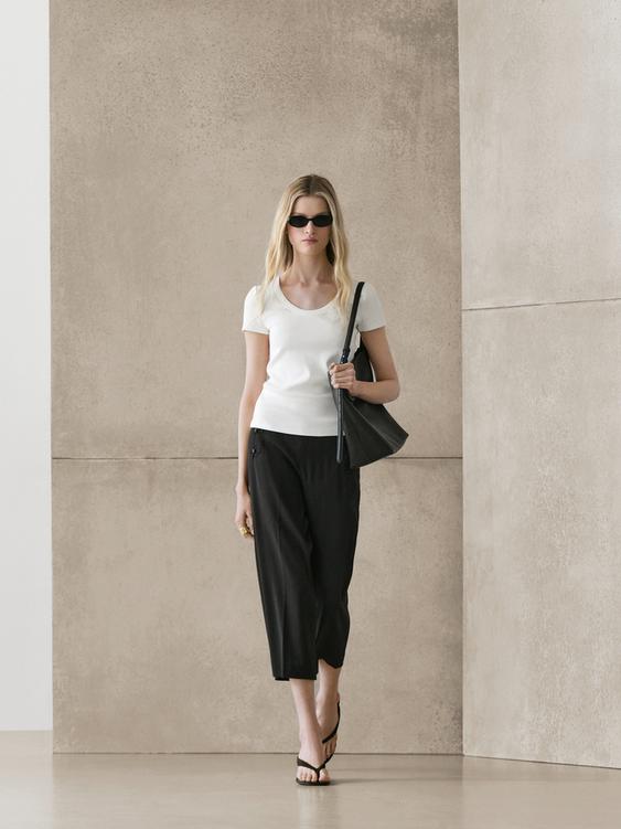 Short sleeve cotton blend T-shirt from Zara - $60