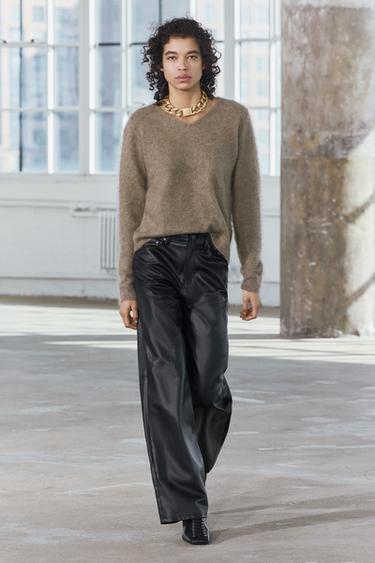 V-NECK WOOL AND CASHMERE SWEATER - Brown / Taupe by Zara - Image 0