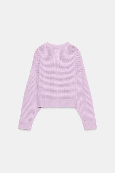 CHUNKY KNIT CARDIGAN - Lilac by Zara