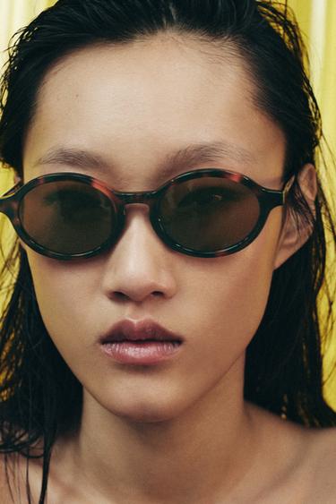 OVAL RESIN SUNGLASSES - Brown by Zara