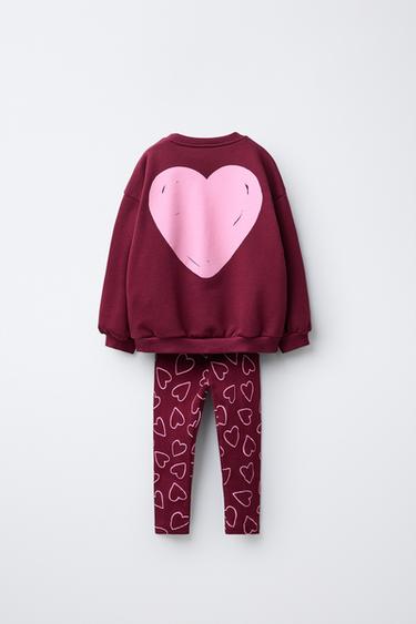 LILO & STITCH © DISNEY RIBBED JOGGING SWEATSHIRT AND LEGGINGS SET - Burgundy by Zara - Image 1