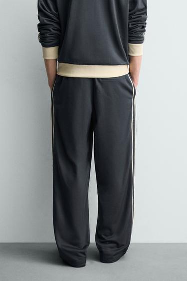 PANTALON DE JOGGING COUPE LARGE AVEC BANDES - Bleu de Zara - Image 2