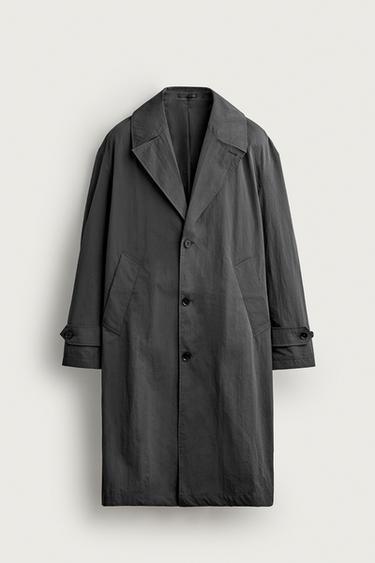 معطف ترنش تقني بقصّة مريحة - رمادي الخاص بـ Zara