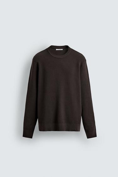 Zara REGULAR FIT STRUCTURED JUMPER - Chocolate