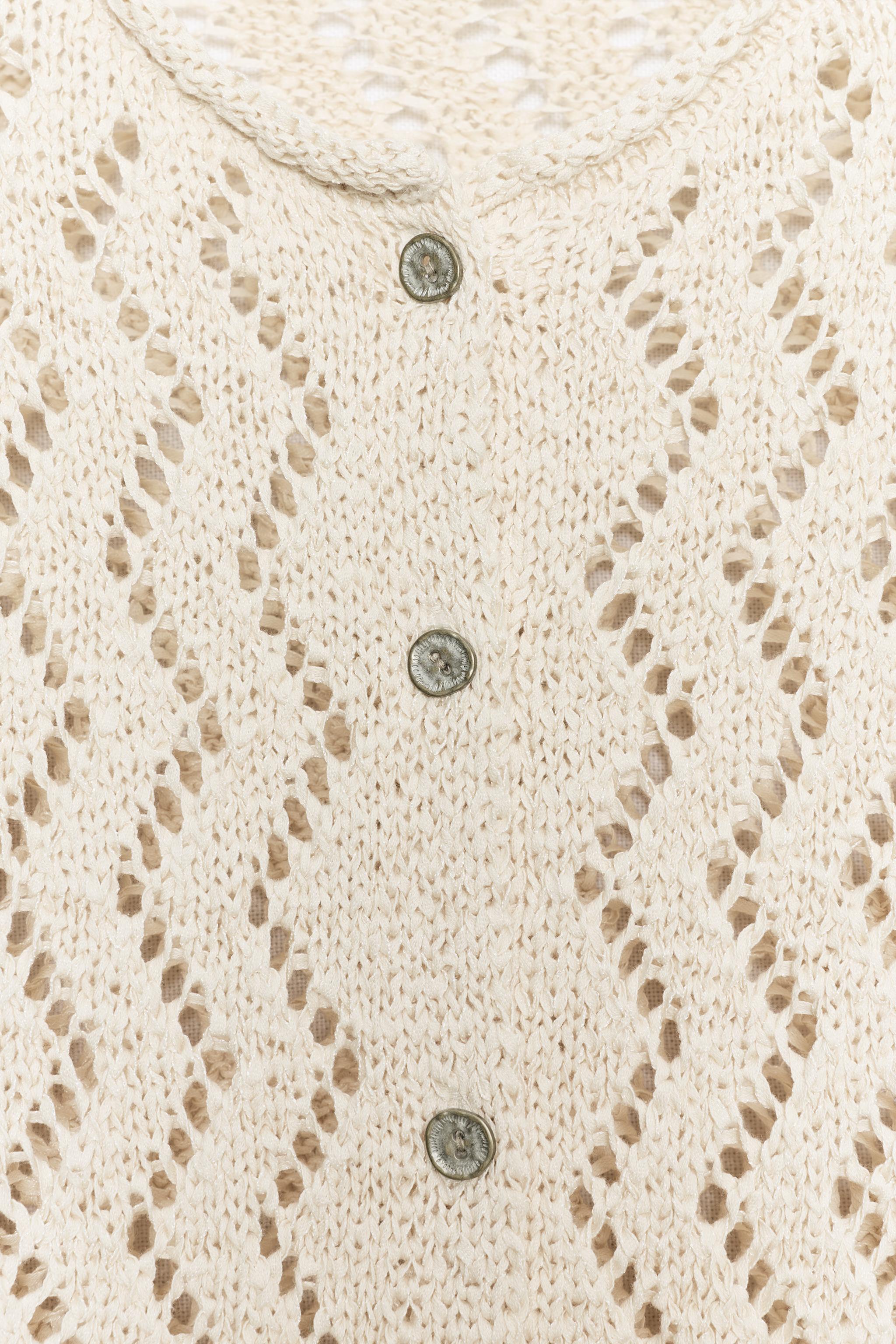 の*ん様 Openwork Pattern Knitted Cardigan m CUTWORK ZIGZAG CARDIGAN - Ecru | ZARA Spain