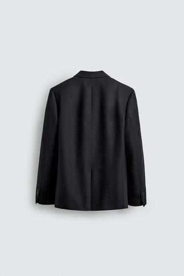 DOUBLE-BREASTED 100% WOOL FLANNEL BLAZER - Dark navy by Zara - Image 7
