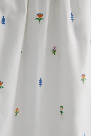 COTTON TOP WITH MINI FLORAL PRINT - White by Zara - Image 2