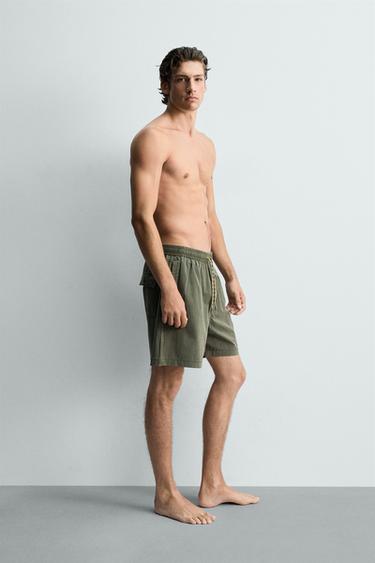 MAILLOT DE BAIN LONG EFFET DÉLAVÉ - Kaki de Zara - Image 4