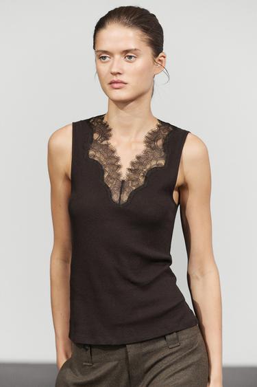 Cotton-blend camisole — Brown 2
