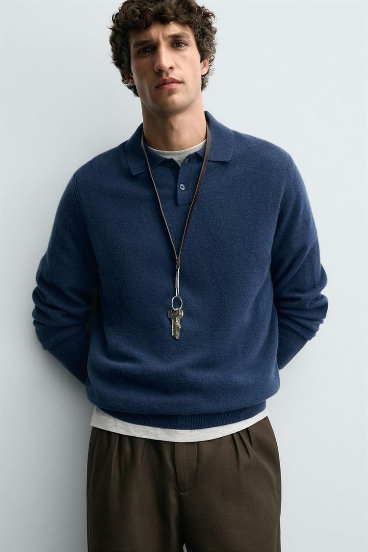 ZARA WOOL BLEND REGULAR FIT KNIT POLO SHIRT