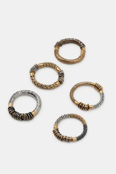 LOT DE 5 BRACELETS ÉLASTIQUES À PIÈCES MÉTALLIQUES - Or / Argent de Zara - Image 3