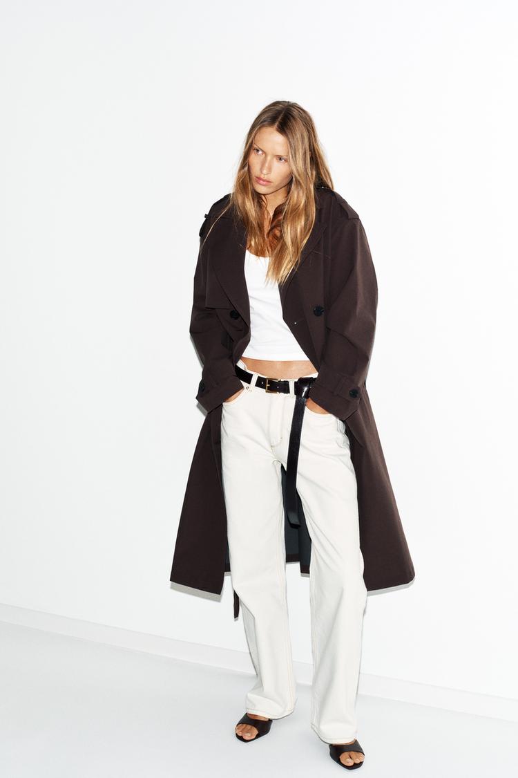 ZARA LONG BELTED WATER REPELLENT WINDPROOF TRENCH COAT