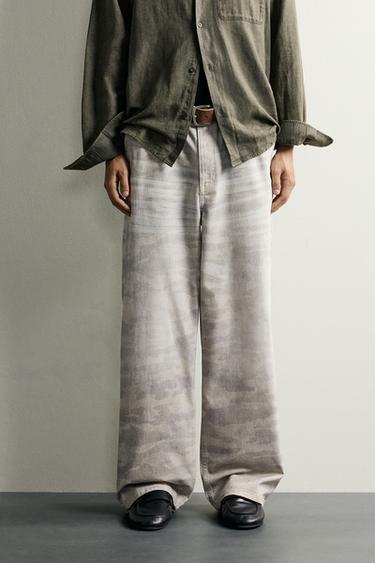 ABSTRACT PRINT RELAXED FIT PANTS — Stone 2