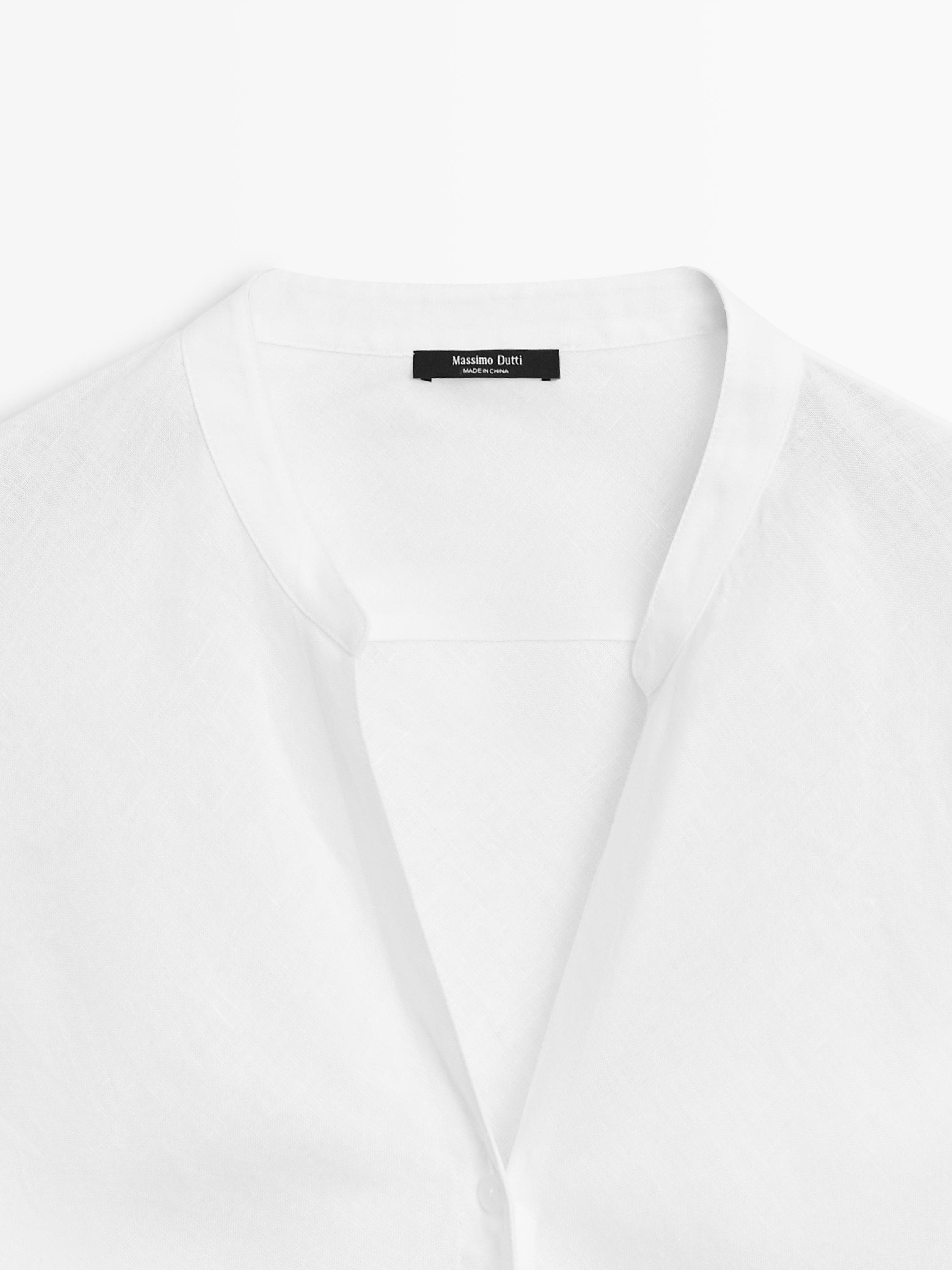 Chemise col officier 100 % lin