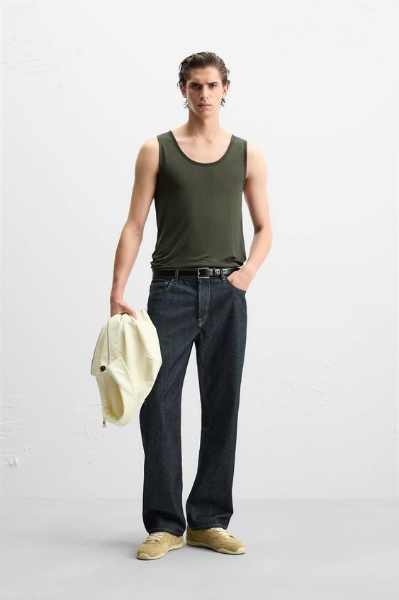 LYOCELL TANK TOP Dark bottle green ZARA Singapore