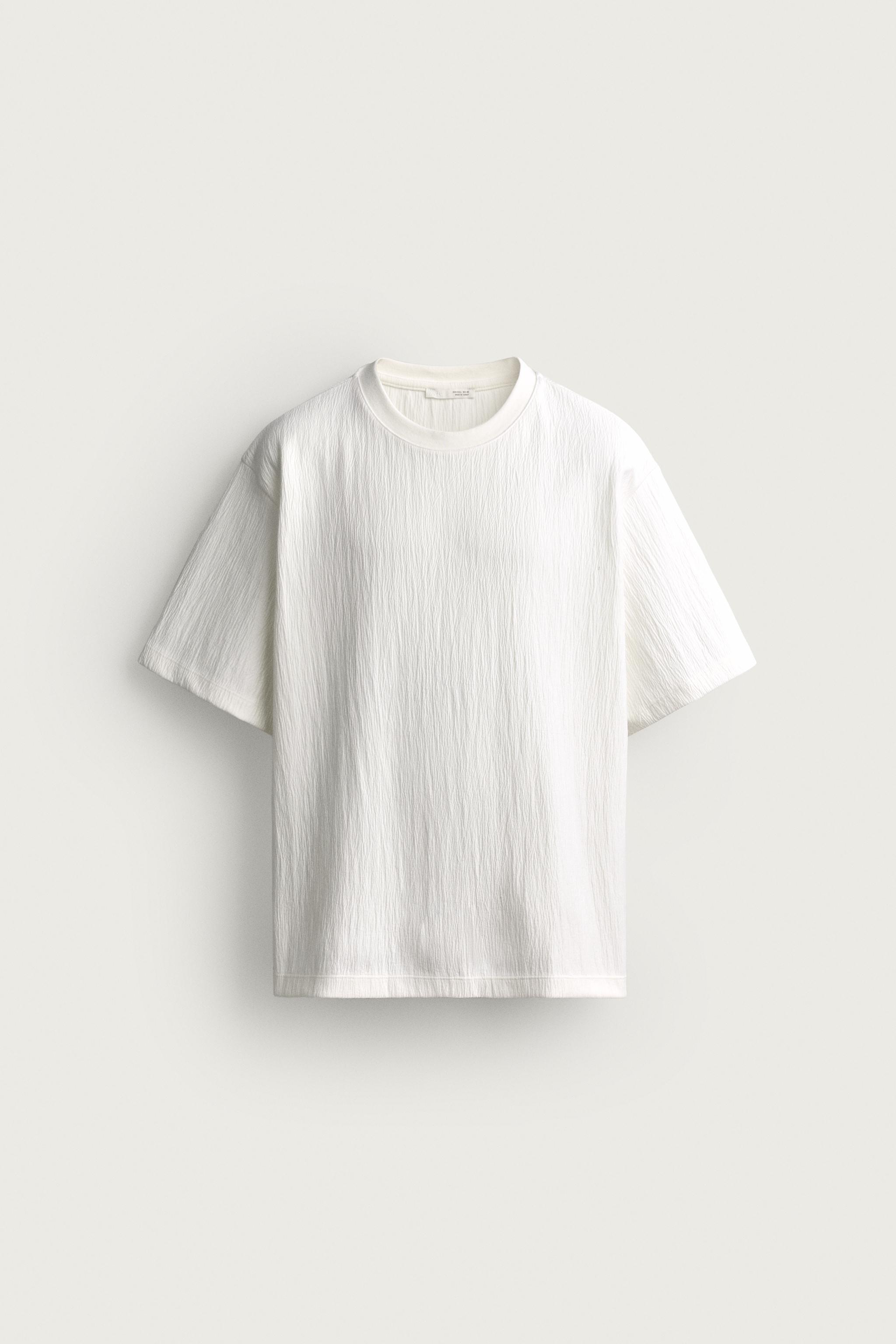 RELAXED FIT TEXTURED T-SHIRT — Oyster-white