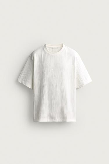 TEXTURED RELAXED FIT T-SHIRT - Oyster-white by Zara