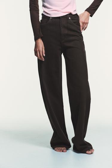 TRF EXTRA WIDE-LEG HIGH-WAIST JEANS - Brown by Zara
