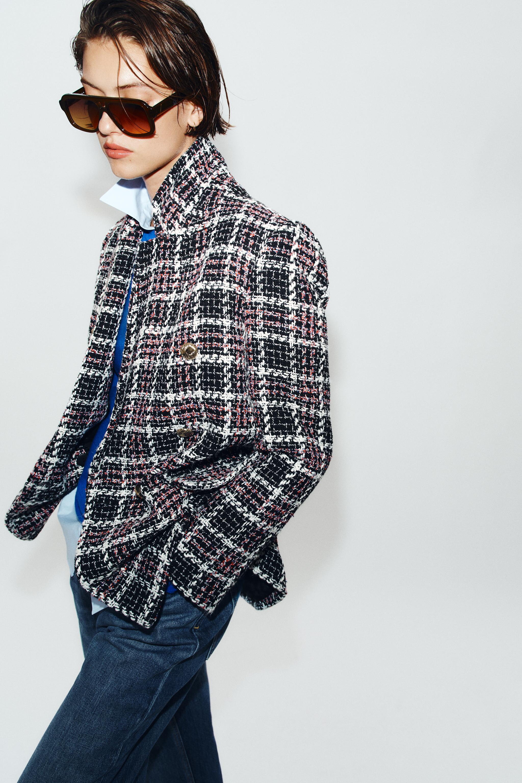 STRUCTURED PLAID BLAZER