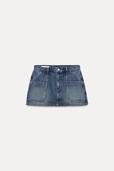 Zara TRF DENIM MINI SKORT - Navy blue