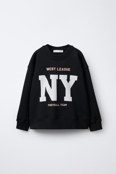 Zara PRINTED JOGGING SWEATSHIRT - Black