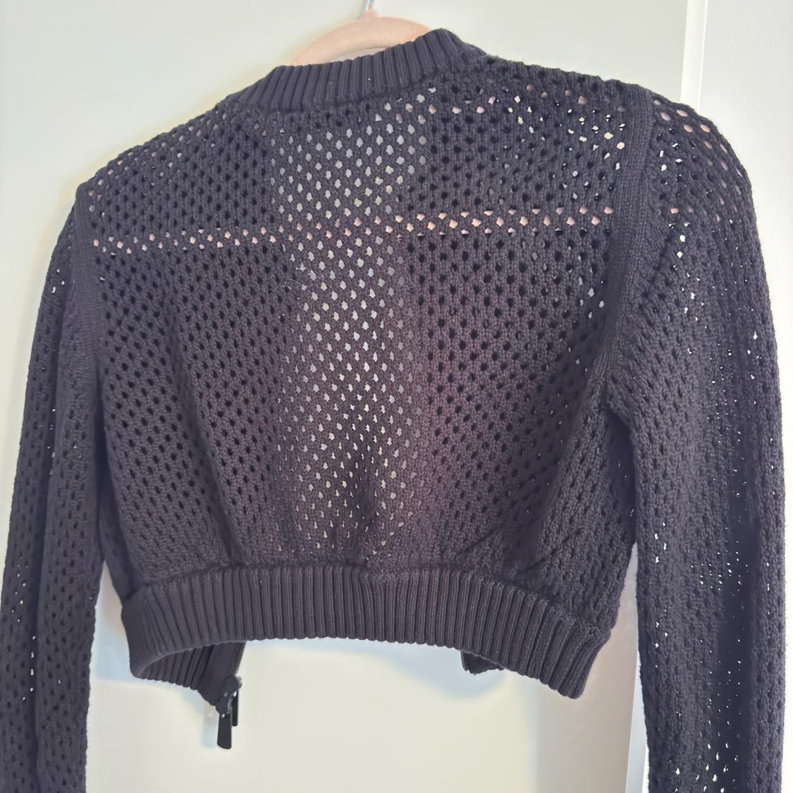 CROPPED KNIT CUTWORK BOMBER JACKET - Image 3