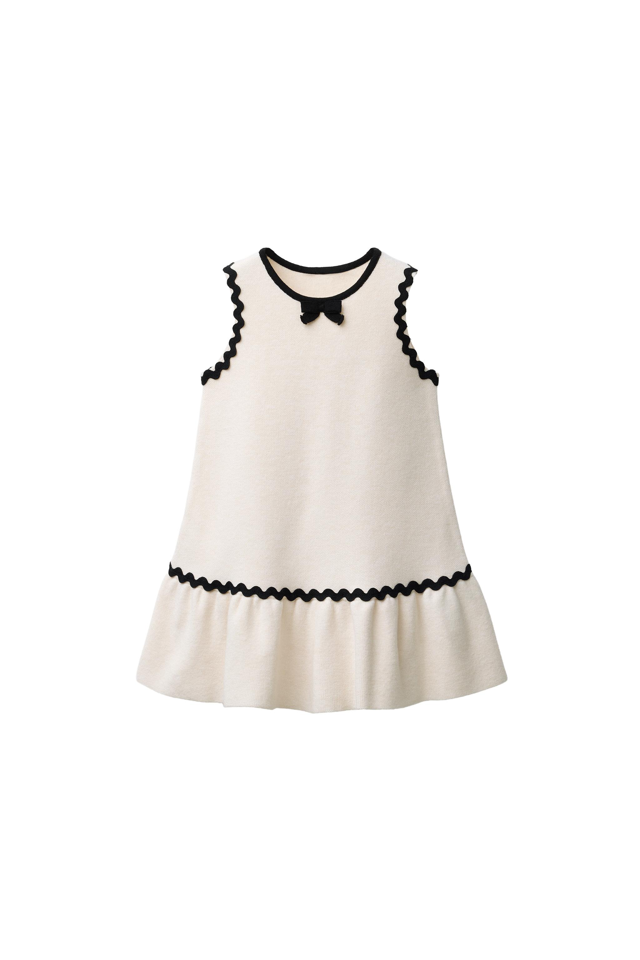 Zara - Contrast Wavy Knit Dress - Ecru - 1 Years (33,9 Inches) - Kids Zara - Contrast Wavy Knit Dress - Ecru - 1 Years (33,9 Inches) - Kids