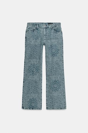 ZW COLLECTION HIGH-WAIST FLARE JACQUARD JEANS - Blue by Zara - Image 5
