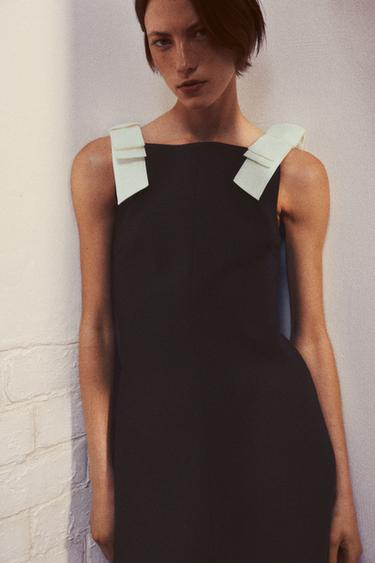 VESTIDO LAZOS TERCIOPELO - Negro de Zara